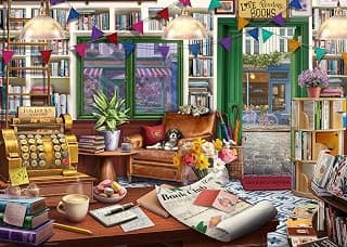 Cobblestone Road No. 3 Enchanted Bookshop 1000 Piece Jigsaw Puzzle for Adults and Families –… product image