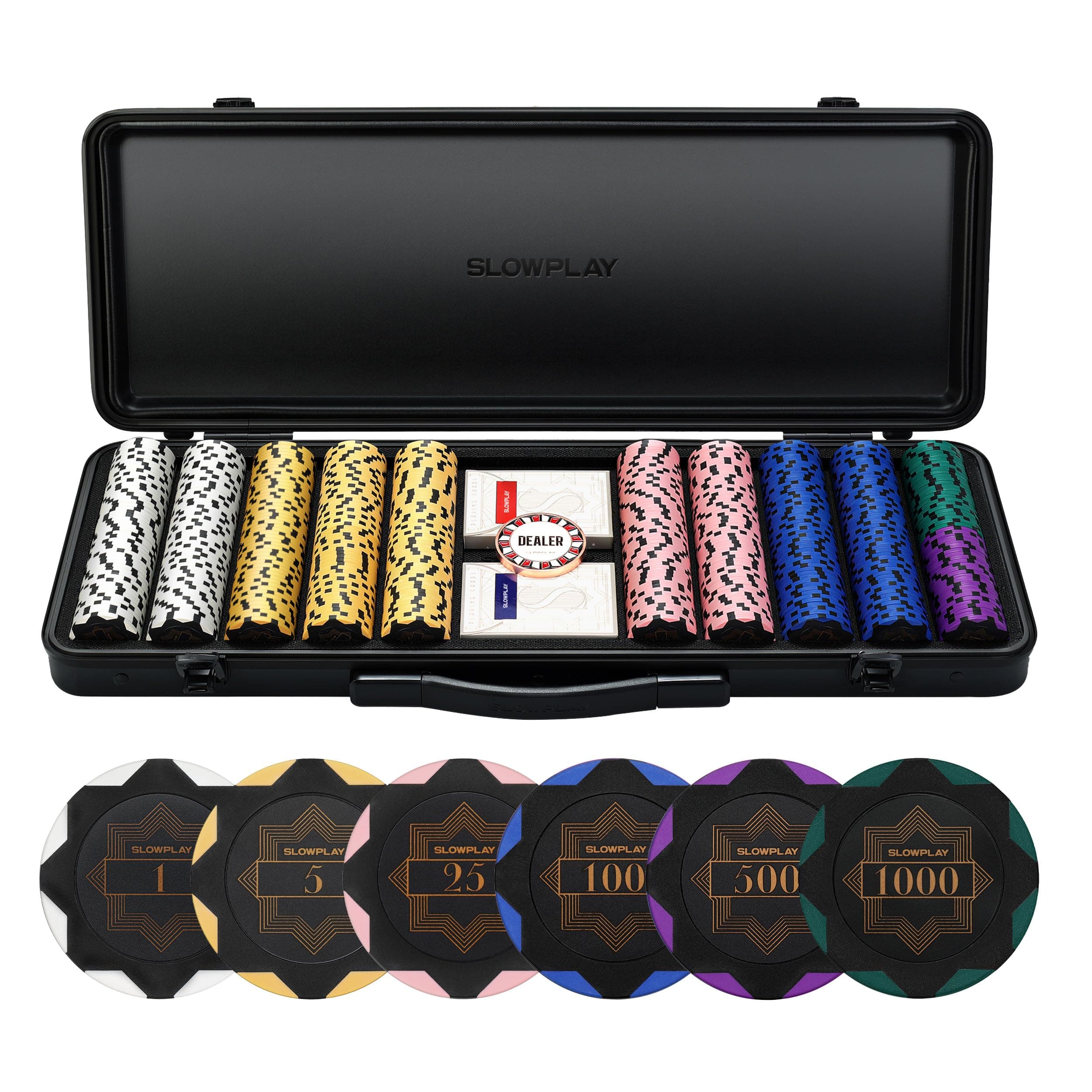 SLOWPLAY Set poker in argilla Nash, fiches 14 g/40 mm, Texas Hold’em product image