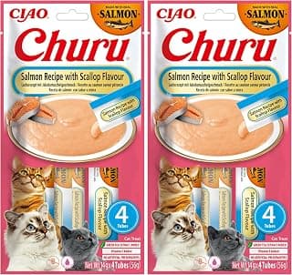 Churu Sticks by INABA Cat Treat - Salmon with Scallop - 2 Pack (4 x 14g) / Soft & Creamy Cat… product image