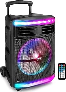 Pyle, Portable PA Speaker, Bluetooth Loudspeakers with Rolling Wheels, 600W Rechargeable… product image