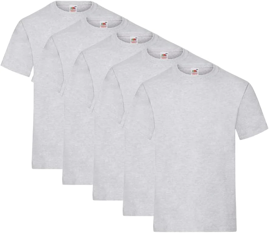 Fruit of the Loom Herren Regular Fit T-Shirt Heavy Cotton Tee Shirt 5 pack, Grau (Heather… product image on Haggl