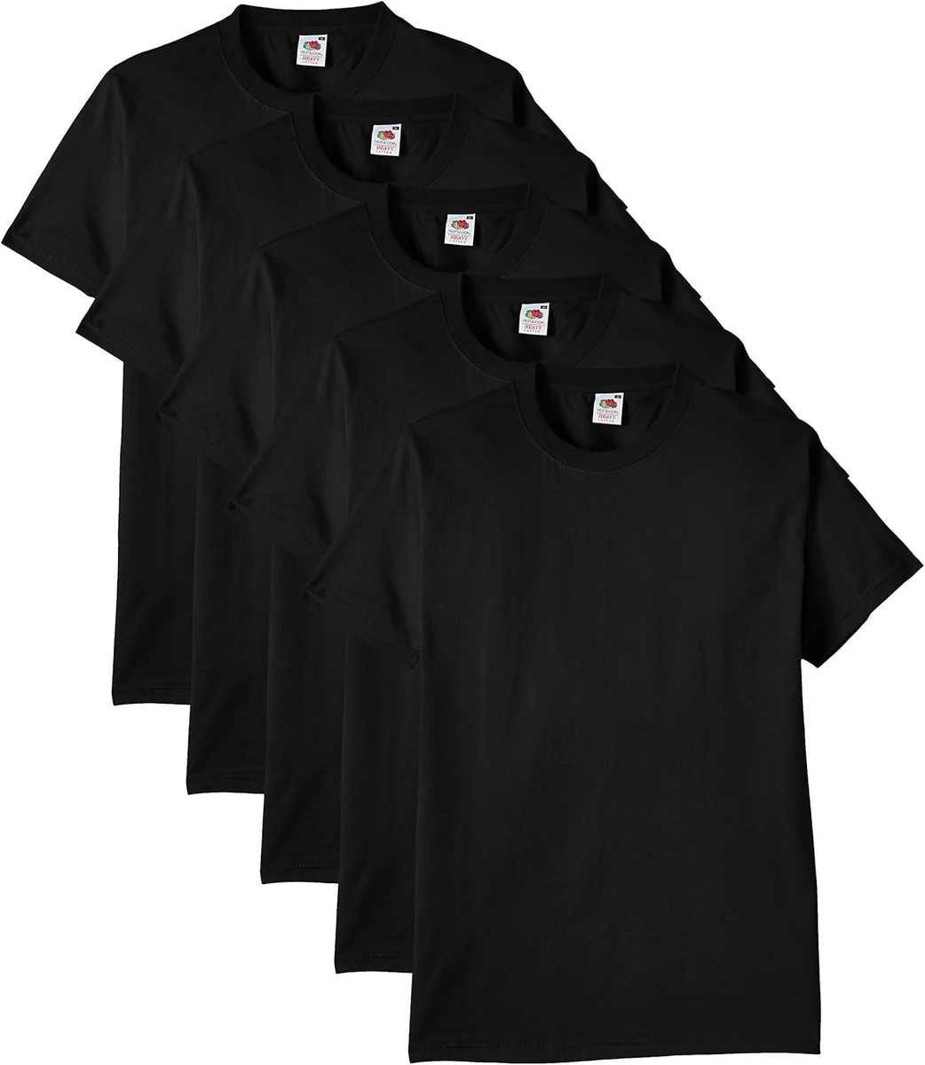 Fruit of the Loom Herren Regular Fit T-Shirt Heavy Cotton Tee Shirt 5 pack, Schwarz (Black), XL product image on Haggl