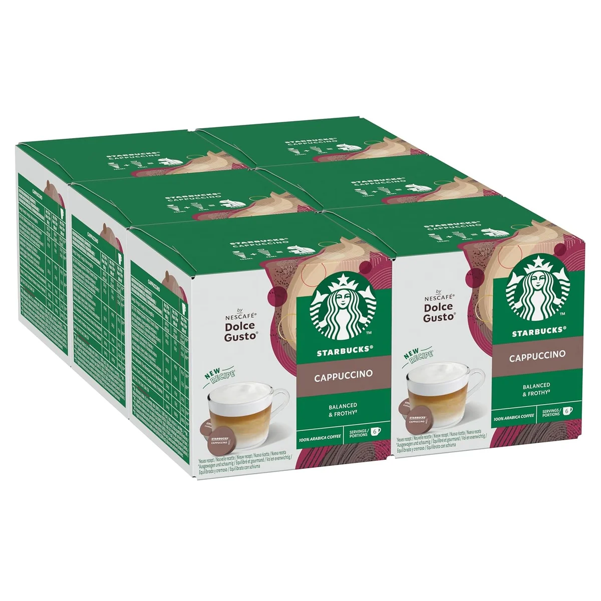 STARBUCKS Cappuccino by NESCAFÉ Dolce Gusto, 72 Cappuccino Coffee Pods (6 pack), Dark Roasted… product image on Haggl