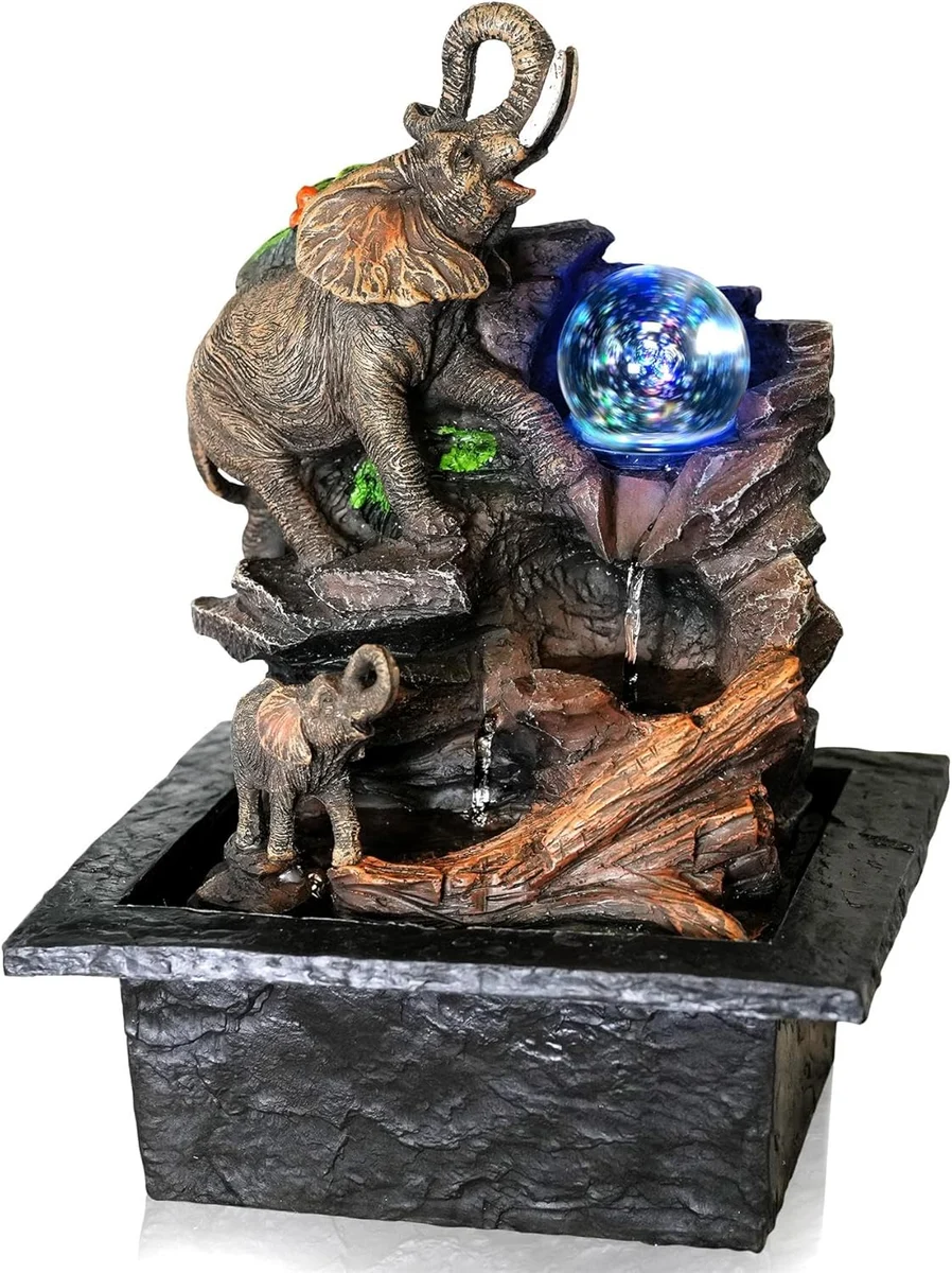 GEEZY Indoor Water Features with LED Lights - Elephant and Glass Ball Design - Easy Assembly,… product image on Haggl