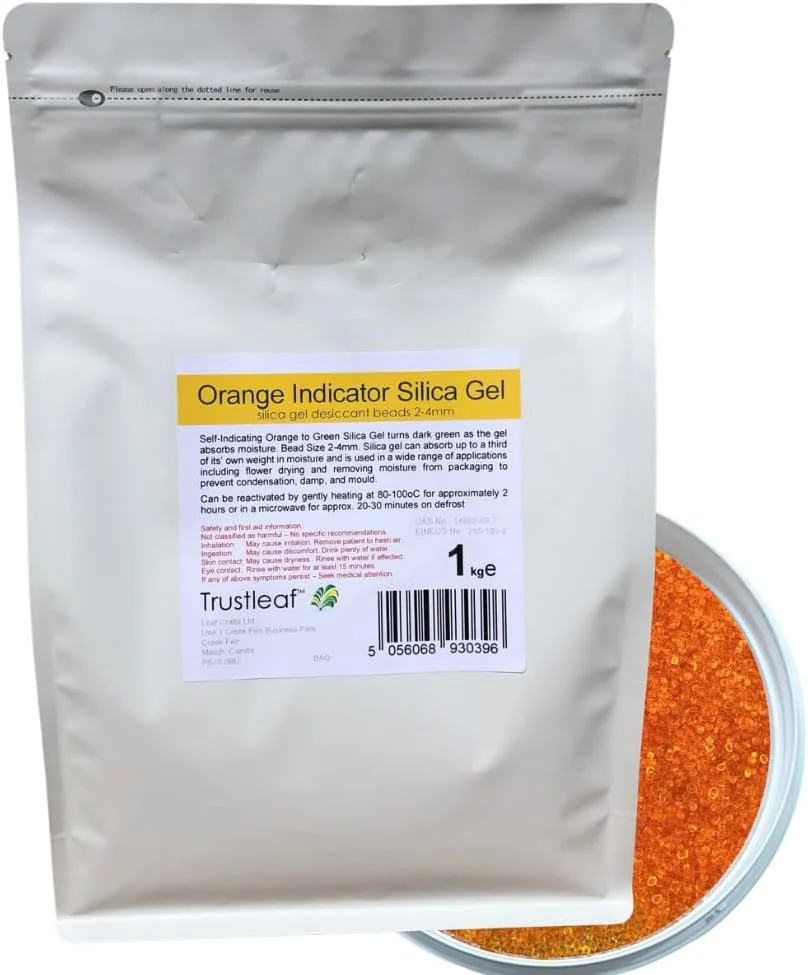 Trustleaf 1kg, 2.2lbs Bag Orange Indicator Silica Gel Desiccant 2-4mm Beads - Dehumidify -… product image on Haggl