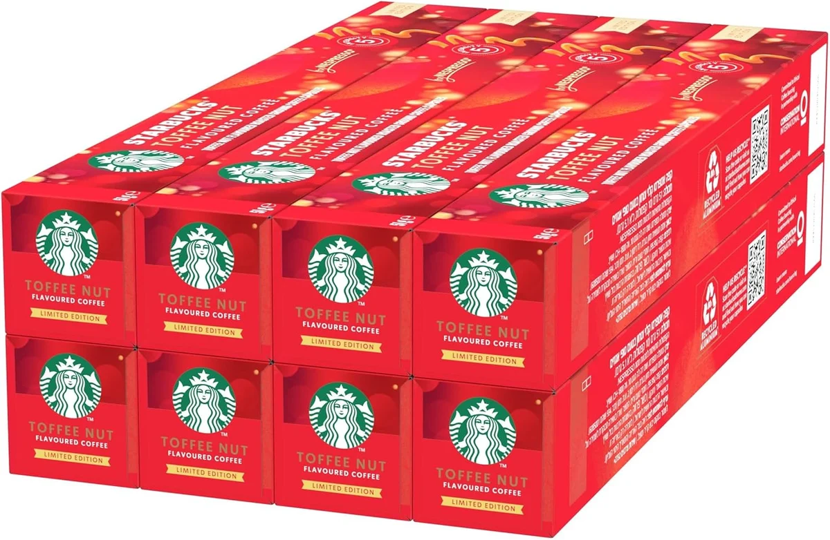 STARBUCKS Toffee Nut Flavoured Coffee by Nespresso, Blonde Roast, Coffee Capsules 8 x 10 (80… product image on Haggl