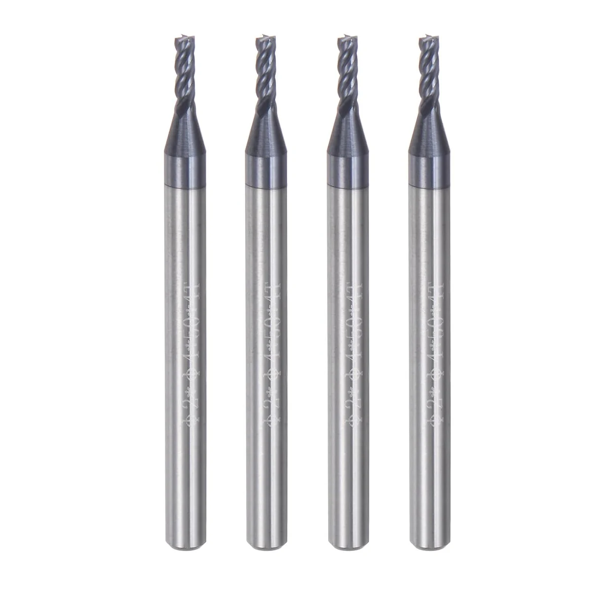sourcing map 4pcs 2mm Dia 4mm Shank Square Nose End Mill 4 Flutes HRC45 Carbide AlTiN Coated… product image on Haggl
