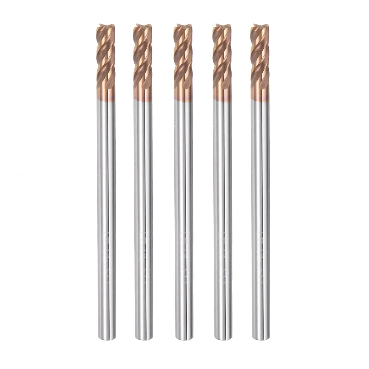 sourcing map 5pcs 3mm Dia 3mm Shank Square Nose End Mill 4 Flutes HRC55 Carbide AlTiN Coated… product image on Haggl