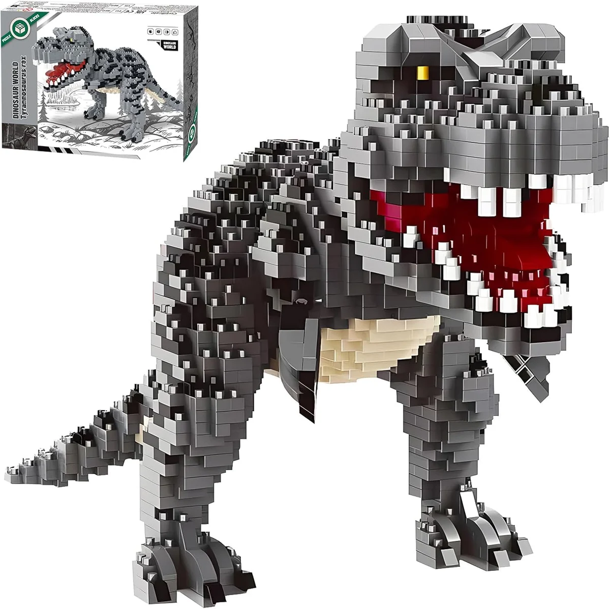 CSNRHG Dinosaur Tyrannosaurus Rex Model Decor Micro Mini Blocks Velociraptor Building Blocks… product image on Haggl