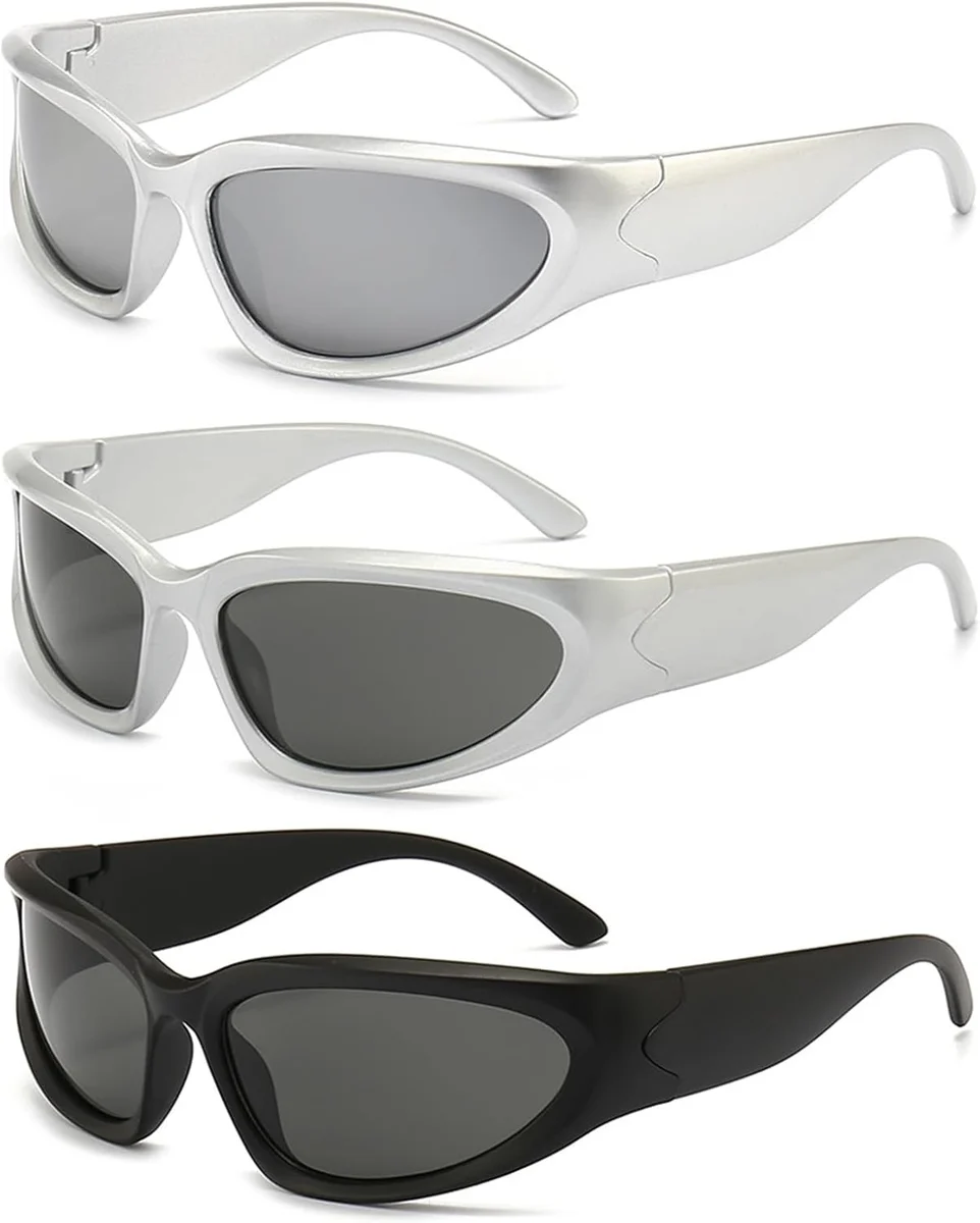 FOSDICK 3 Pieces Sunglasses Mens Womens, Fashion Y2K Style Sports Sunglasses, Vintage… product image on Haggl