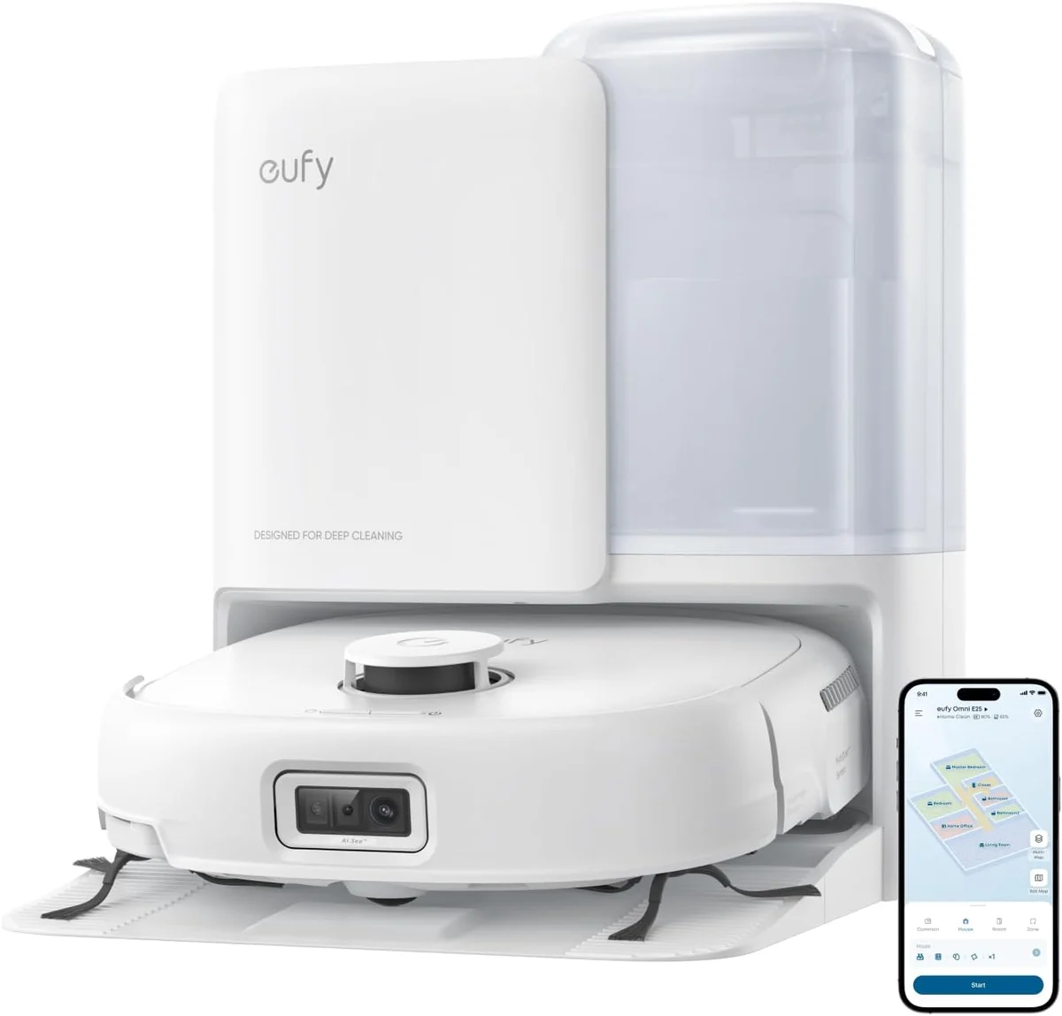 eufy E25 Omni Robot Vacuum Cleaner with Mop, HydroJet System, 20,000 Pa Turbo Powerful… product image on Haggl