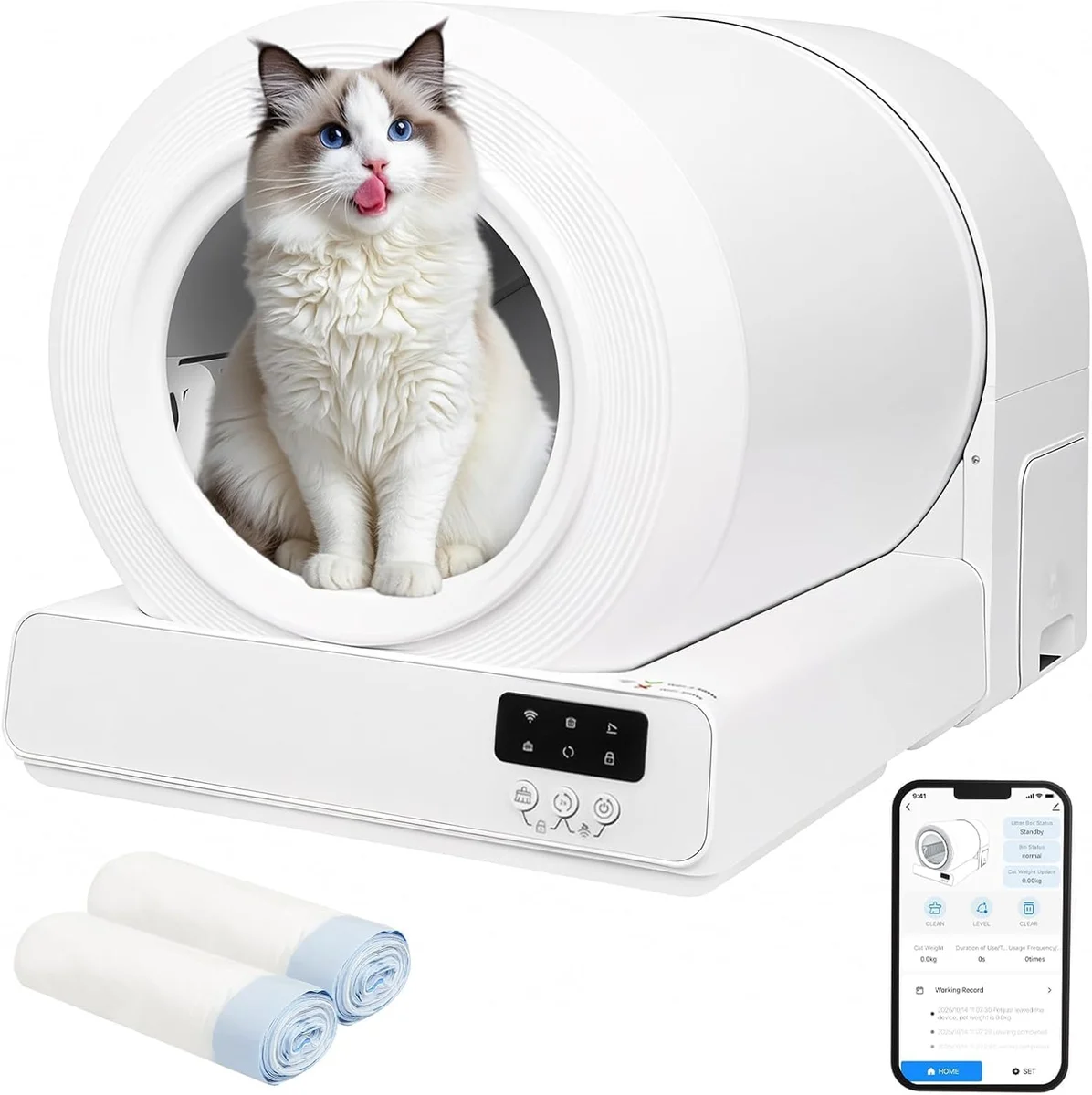 Self Cleaning Cat Litter Tray 85L, APP Controlled Automatic Litter Box with 9 Safety… product image on Haggl